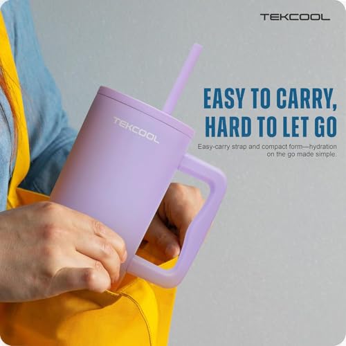 Image of Tumbler with lid and Straw 1200ML Cup Stainless Steel Hot and Cold with Handle and Lid 2 Straw Vacuum Insulated Tumbler for Water, Iced Tea or Coffee Office Gym Travelling