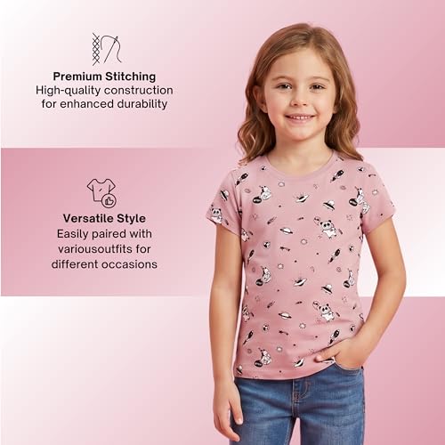 Image of Stories.Label Girl Cotton Printed T-Shirts in Half Sleeves Regular Fit, Soft Durable Fabric, No Shrinkage, Long Lasting Print Colors (7-16 Years)