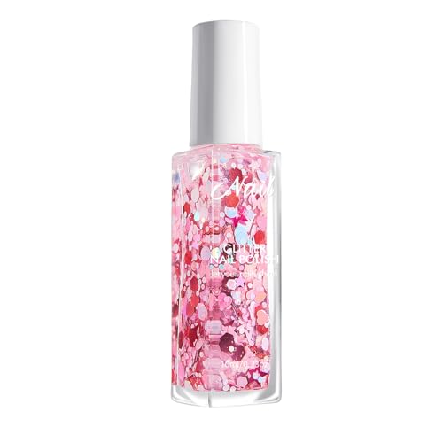 Virellay Esmalte de uñas con purpurina a base de agua, secado rápido, 10 ml (purpurina rosa, 10 ml)