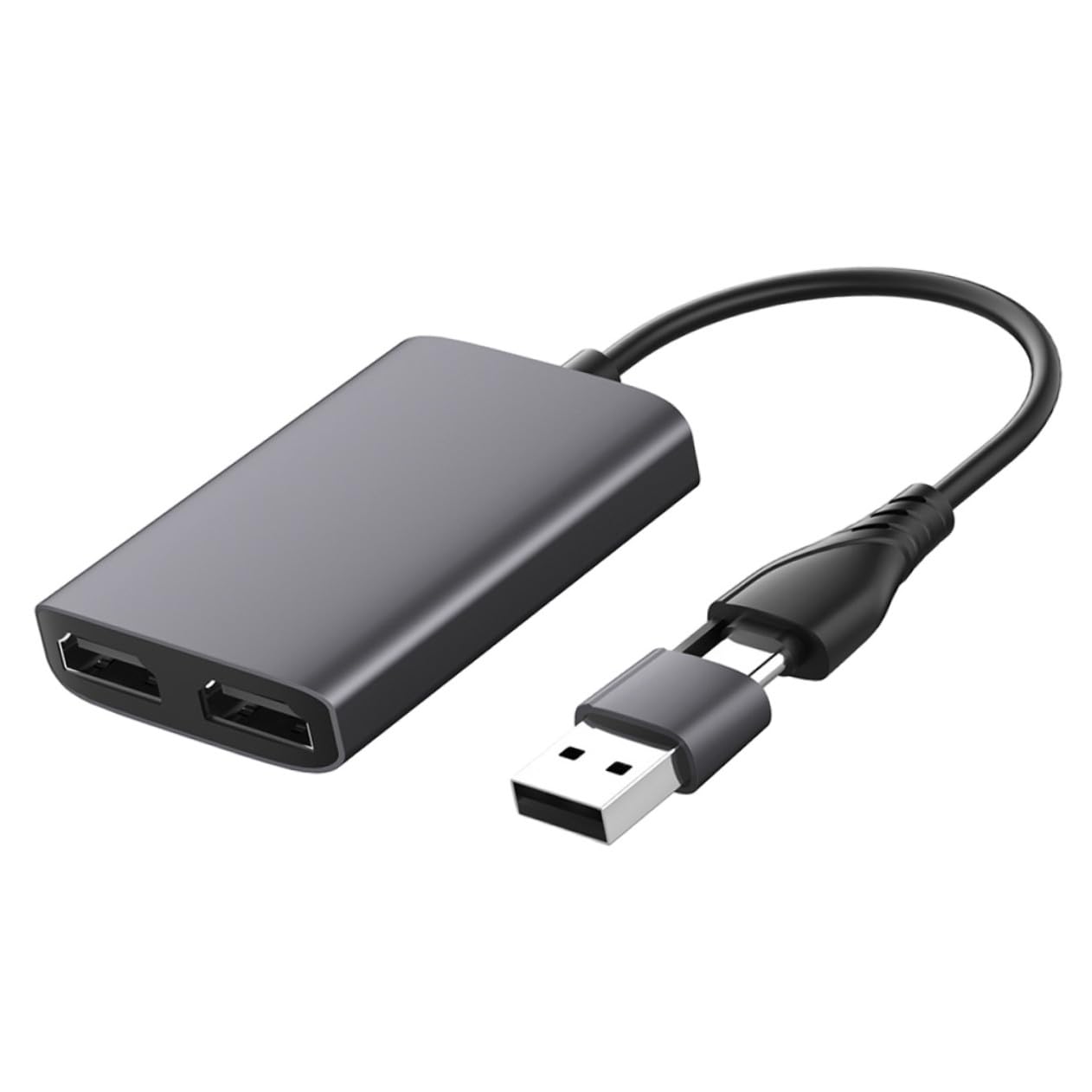 Kisangel Convertidor de Tipo C Concentrador USB Portátiles Adaptador de Pantalla Dual para Uso Oficinas