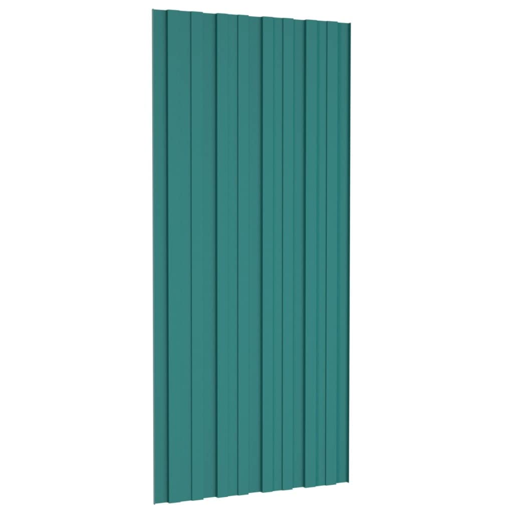 Sprzęt, materiały budowlane, pokrycia dachowe, panele dachowe 36 szt. stal ocynkowana zielona 100 x 45 cm