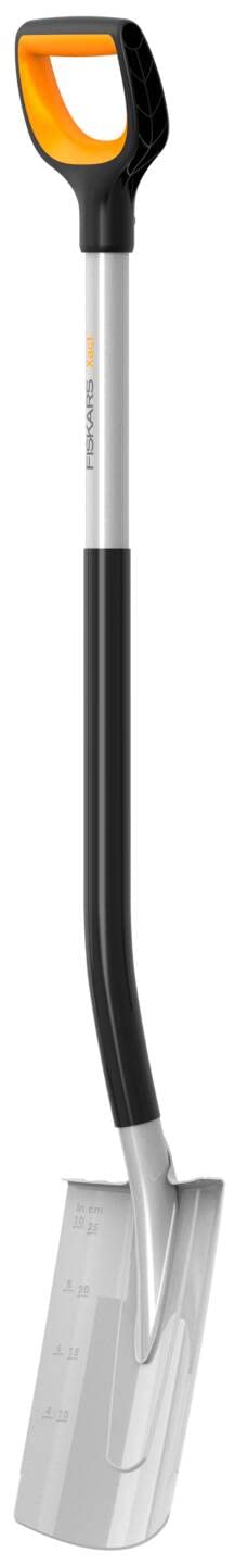 Fiskars Szpadel ogrodniczy do miękkich, mało kamienistych gleb, okrągły, długość: 120 cm, wzmocnione ostrze ze stali borowej, czarny/pomarańczowy, Xact, 1066730