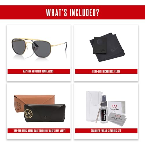 Image of Ray-Ban The Marshal II RB3648M 9240B1 52MM Gold /Dark Grey Hexagonal Sunglasses for Men for Women +BUNDLE with ACCESSORY EYEWEAR KIT