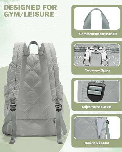 Image of Gym Backpack for Women Men, Lightweight Gym Bag with Shoe Compartment, Water Resistant Sports Backpack with Wet Pocket, Large Capacity Cheer Backpacks for Girls, Grey