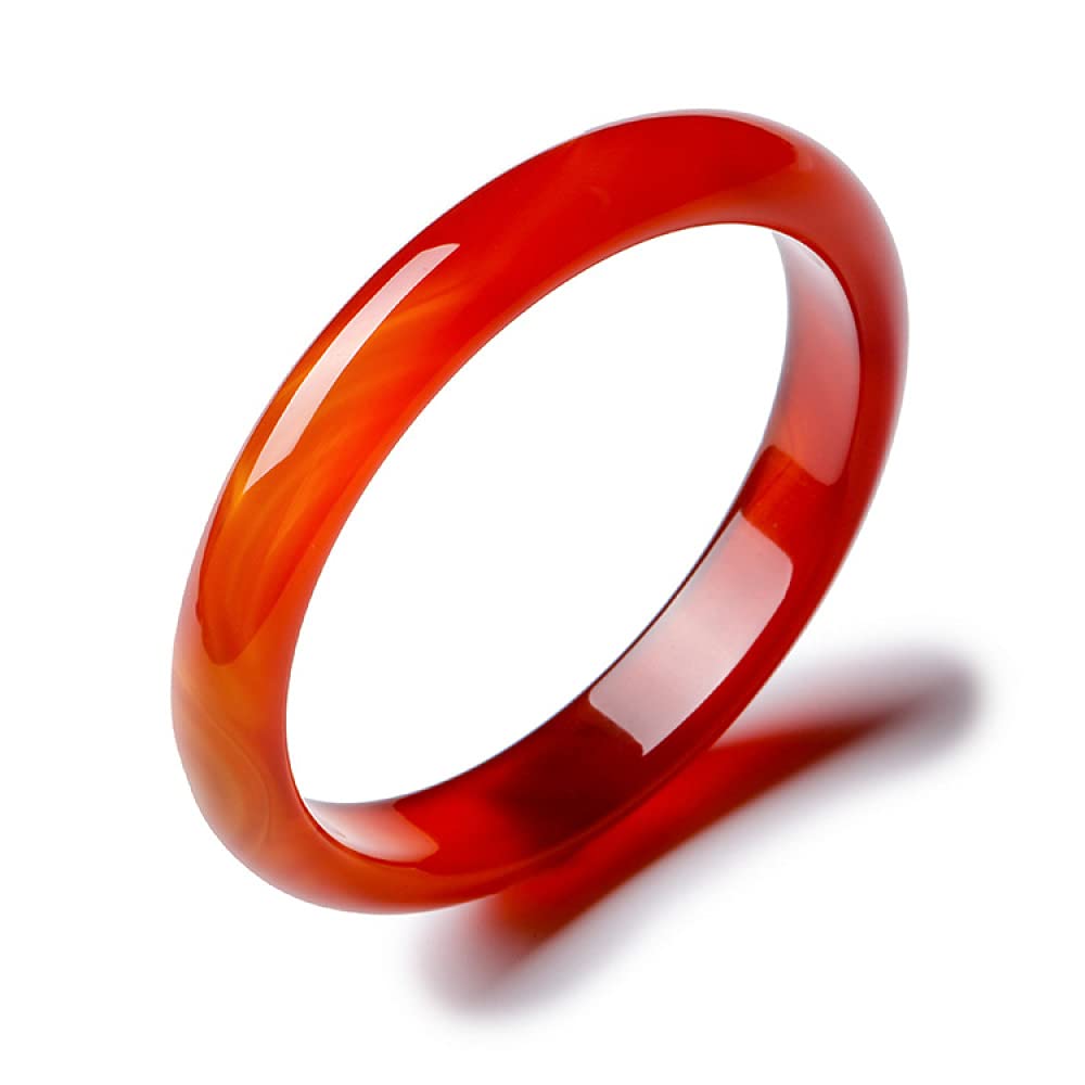 LNNSHX Damen-Jade-Armreifen, rote Vintage-Armreifen aus roter Jade, natürliche Chalcedon-Armreifen, modische Armreifen, Schmuck, Glück bringen, mit Schmuckschatulle, 56–62 mm, 56 mm (56 mm).
