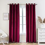 PLEASANT BOULEVARD Velvet Curtains [2 Panels] Heavy Blackout Window Drapes with Grommet, Thermal Insulated Darkening Curtains for Living Room, Bedroom, & Home Decor (52' W x 95' L, Burgundy Red)