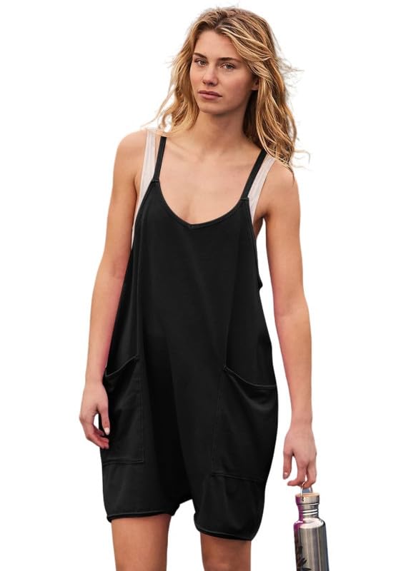 Haibang Peto Jumpsuit Sin Mangas Cuello en V Corto Verano