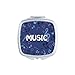 Round-Shaped Music Note Dark Blue Mirror Square Portable Hand Pocket Makeup