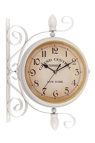 Costello® HQ PREMIUM OUTDOOR GARDEN LARGE WALL STATION CLOCK SWIVEL GIANT BIG OUTSIDE METAL DOUBLE DECORATIVE RETRO ROUND METAL OUTDOOR PATIO WALL VINTAGE INDOOR RUST FREE (GRAND CENTRAL)