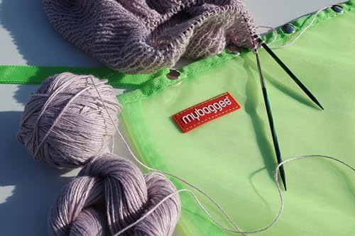 Image of Medium 4 Snaps Mesh Travel Knitting Bag with Snap Opening, Lightweight Nylon Storage Pouch for Yarns, Needles and Accessories (Green)