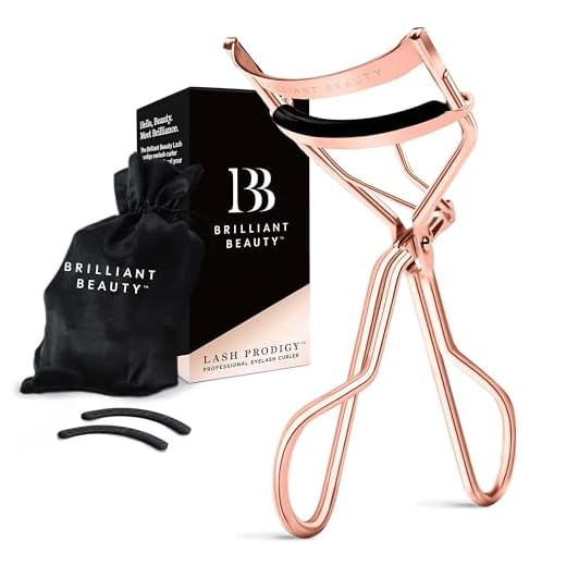 Brilliant Beauty Eyelash Curler with Satin Bag & Refill Pads - Award Winning - No Pinching, Just Dramatically Curled Eyelashes for a Lash Lift in Seconds (Rose Gold)