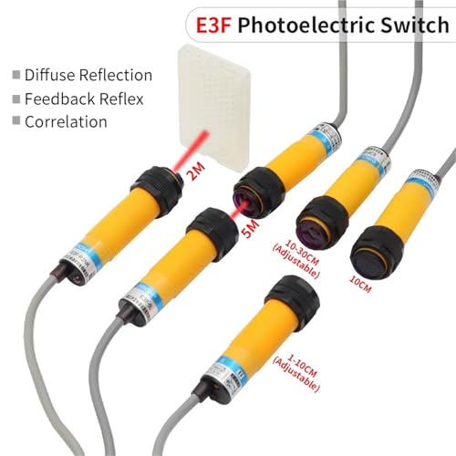 Interruptor fotoeléctrico E3F M18 PNP NO NC ajustable con detección óptica 3