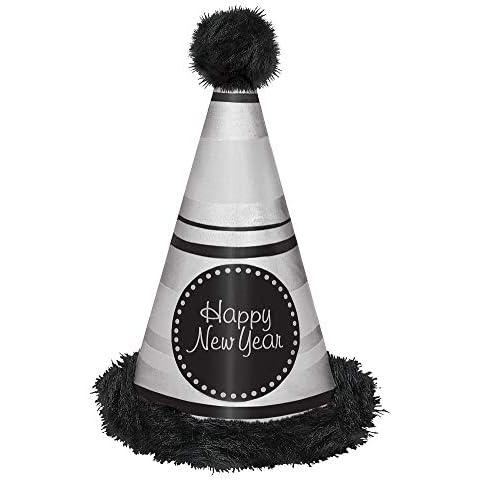 Black/Silver Marabou Party Hat for New Year Cover