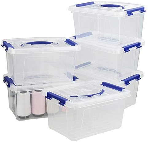 Readsky Set of 6 Clear Storage Box, 6 L Clear Plastic Storage Latch Box