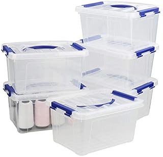 Readsky Set of 6 Clear Storage Box, 6 L Clear Plastic Storage Latch Box
