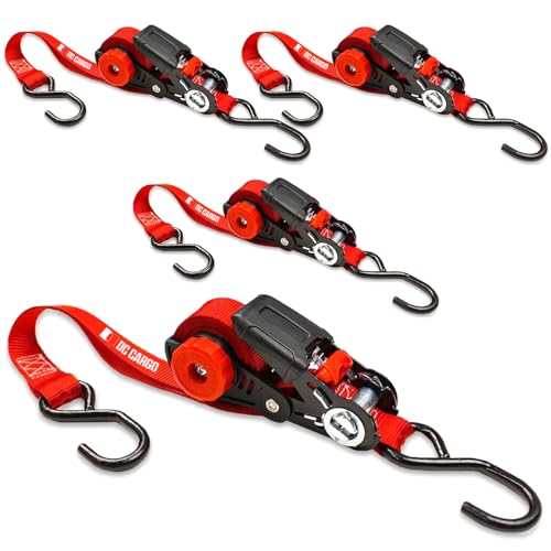NeatStrap Lot de 4 Sangles à cliquet Auto-rangeantes de 2,5 cm x 4,6 m pour Moto, Kayak pour Transporter et Ranger proprement la Cargaison dans Un lit de camionnette, Camion de déménagement, remorque