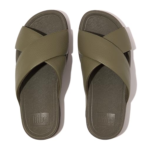 FitFlop Men's Surfer Tumbled-Leather Cross Slides2