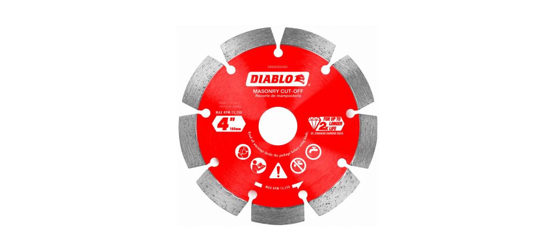 Disque de coupe diamanté segmenté Diablo 10,2 cm pour maçonnerie