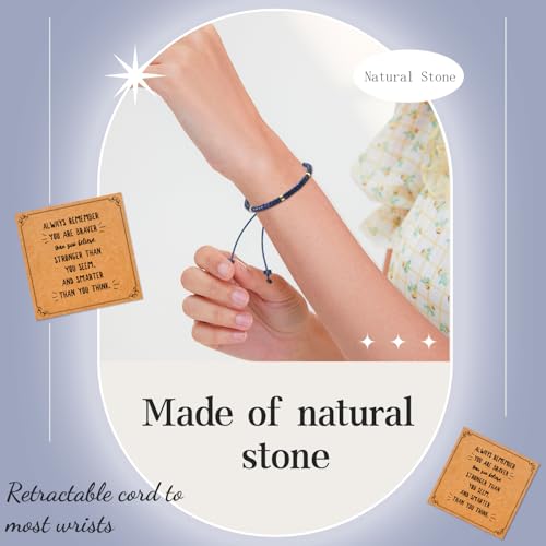 Huxolynifty Bracelets réglables en pierre naturelle de 7,6 à 15,2 cm, bracelets inspirants pour femmes, bracelet en perles de pierres semi-précieuses, bracelet en pierre de cristal, bijoux bohème pour – vue 5