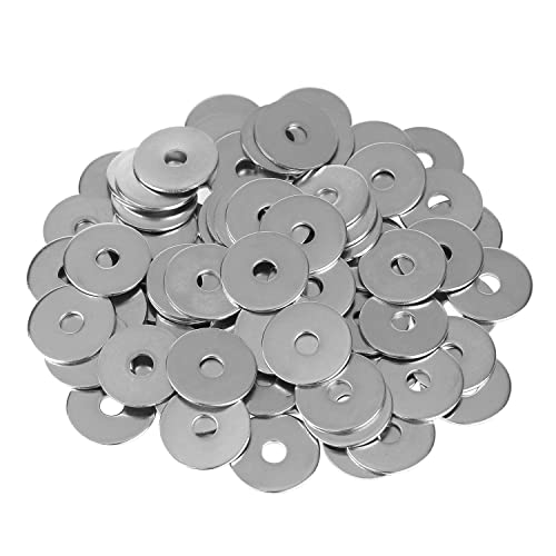 HELIFOUNER 50 Pieces M6x25x1.5mm Fender Washers, 304 Stainless Steel Large Fender Washers, Inner Diameter 6mm, Outer Diameter 25mm, Thickness 1.5mm