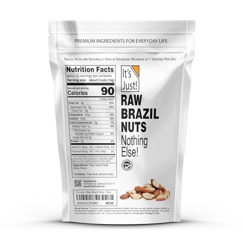 It's Just - Raw Brazil Nuts, Unsalted, Non-GMO, Keto Friendly, Vegan, No PPO, Large, Premium, Freshly Packaged in USA (15 Ounce)