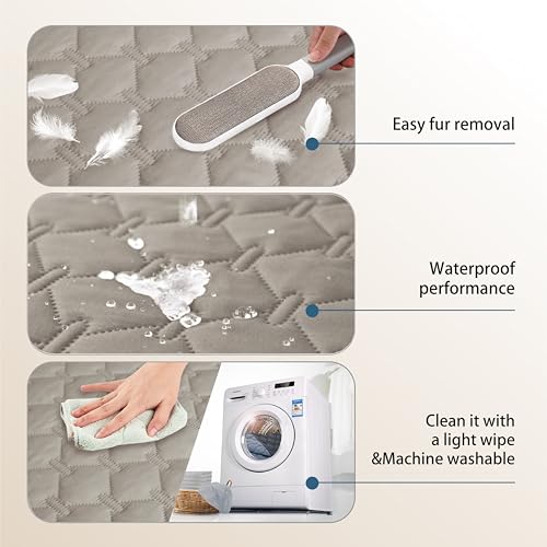 Image of gogobunny 3X Stronger Waterproof Pet Blanket, Scratch Proof Furniture Protector for Dogs Cats, Reversible Cover 82x120 Inch, Dark Stone