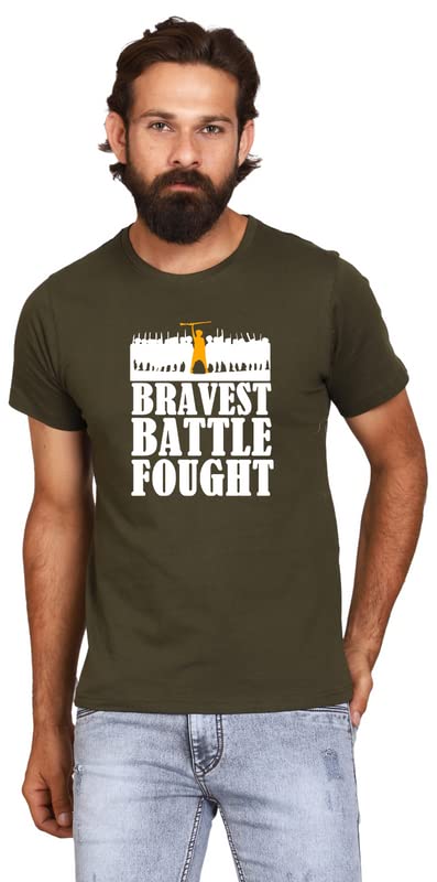 dialtee Cotton Regular FIT Hindi Tshirt- Punjabi Sikh SOLIERS-Olive