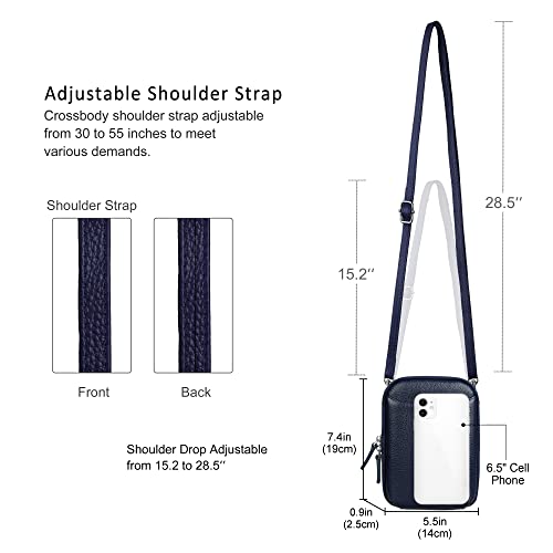 Image of befen Genuine Leather Crossbody Cell Phone Purse for Women, Small Zip Around RFID Blocking Crossbody Wallet Bags