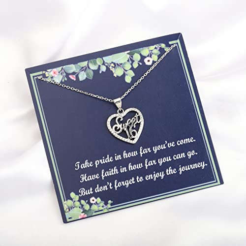 FUSTMW Sweet 16 Necklace Gifts 16th Birthday Gifts Sweet 16 Jewelry 16 Year Old Birthday Gifts3