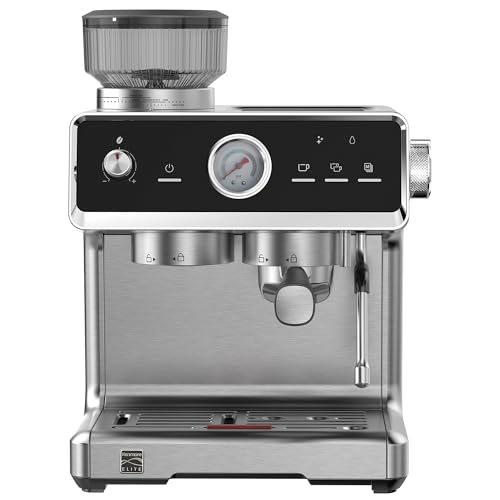 Image of Koolatron Kenmore Elite Semi-Automatic Self-Handling Coffee Maker, Automatic Cleaning, Milk Steamer and Frother, Bean Mill, Barista Style Professional Cappuccino Maker,