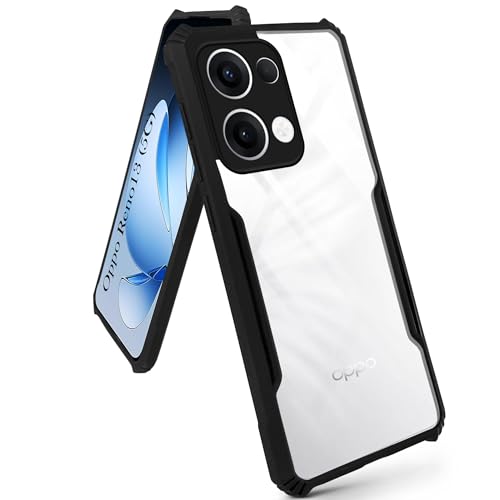 Image of Jkobi Back Case Cover for Oppo Reno13 5G | Oppo Reno 13 5G (Shockproof with Polycarbonate Clear Panel | Professional Black)