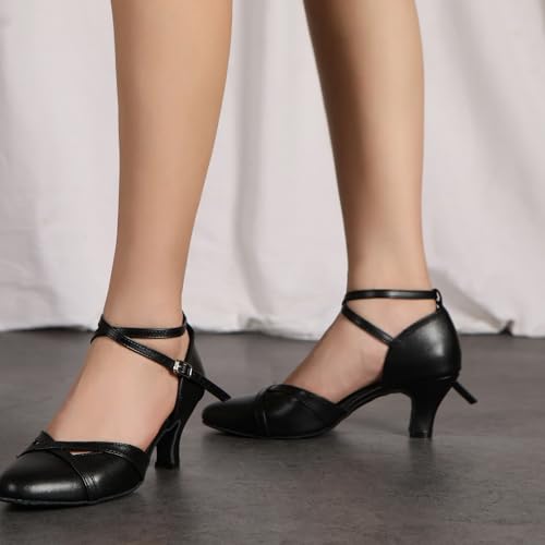 Women Ballroom Dance Shoes Closed Toe Performence Practice Tango Latin Salsa Modern Waltz Character Dance Shoes,model L618-6cm Heel2
