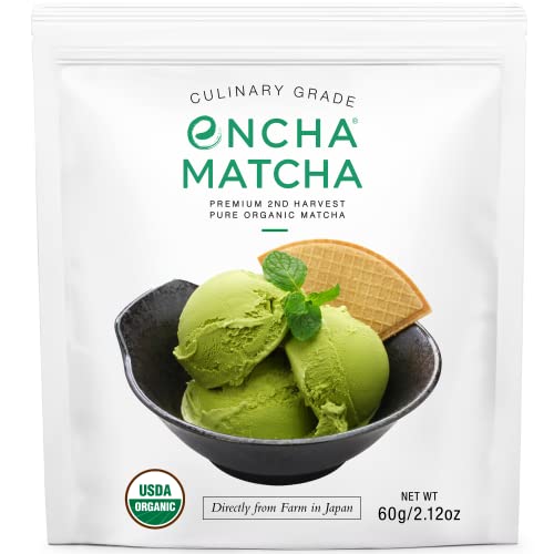 Encha Culinary Grade Matcha Green Tea - Second Harvest Organic Japanese Matcha Green Tea Powder, From Uji, Japan (60g/2.12oz)
