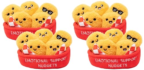 Image of WHAT DO YOU MEME? Emotional Support Chicken Nuggets Plushies, 5 Plushies with Basket (Pack of 4)