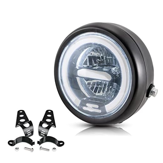 TUINCYN 7-tums Universal Motorcykel LED-strålkastare med fäste Rund retro-strålkastare Halvljus halvljus Dimljus Kompatibel med Harley Honda Yamaha Suzuki Kawasaki Custom Vit(1 st)