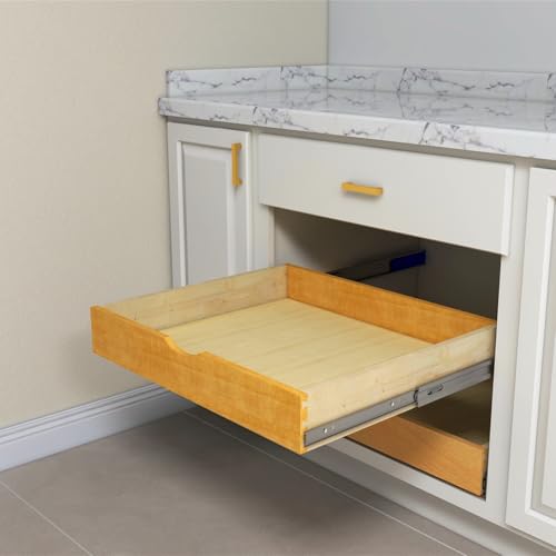 26'' Width Drawer Roll Wood Tray Drawer Box Kitchen Organizer Cabinet Slide Out Shelve, Pull-Out Shelf, Pantry Organization & Storage w/ Sliders-- DIY Project (Fits RTA Face Frame B30 and Pantry30)