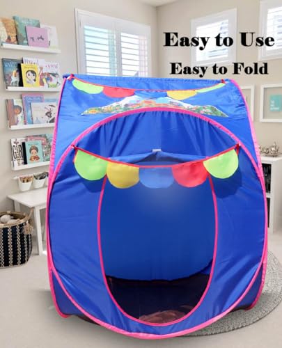 Image of Homecute Pop Up Foldable Hut Type Kids Toys Baby Tent House, Tent House for Girls & Boys, Play Tent House Suitable for 1 Year to 6 Years (Small Size Blue)