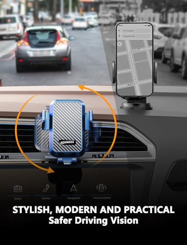 Image of Wireless Car Charger, JOYMASS 15W Fast Charging Auto Clamping Car Charger Cell Phone Holder Mount Vent for iPhone 15 14 13 12 Mini Pro Max, Samsung Galaxy S24 Ultra S23 S22 S21+ Note 20, etc - Blue