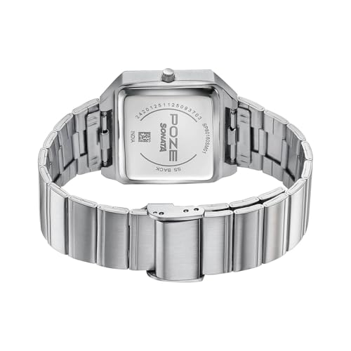 Image of Sonata Poze 8 Quartz Analog with Silver Dial Silver Stainless Steel Strap Watch for Unisex - SP80160SM01W