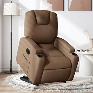 Mimdixy Fauteuil de relaxation avec fonction de sommeil, fauteuil de relaxation avec aide au relèvement, électrique en tissu marron