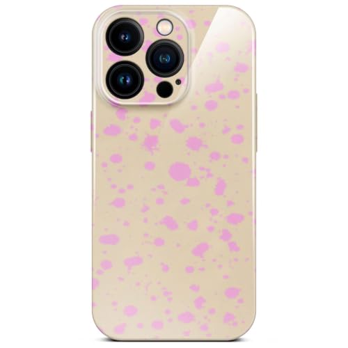 Coque iPhone 14 Pro rigide imprimée fine motif taches roses avec coque caméra