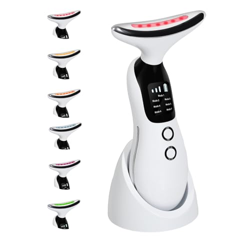 Facial neck massager, 7-in-1 color light beauty and skincare tool...