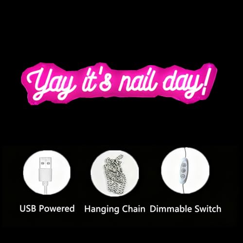 Image of Yay It's Nail Day Neon Sign for Wall Decor 16.5x6.3In