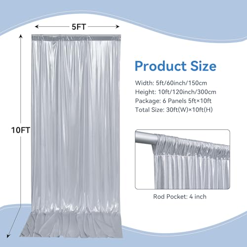 Image of 30x10 ft Wrinkle Free Silver Sequin Backdrop Curtain for Parties,Thick Not Fall Glitter Wedding Drapes Backdrop,4 Panels 5x10ft Shimmer Photo Wall Back Drop Cloth for Birthday Photography Background