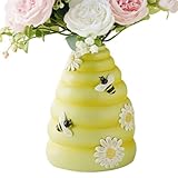 Jolie décoration florale : avec un design attachant sur le thème des abeilles, le vase à fleurs sert de charmant accent printanier et d'été pour votre intérieur. Ses détails complexes d'abeilles et de marguerites offrent une touche fantaisiste, ce qui le rend parfait pour décorer les cheminées ou les tables d'entrée avec style