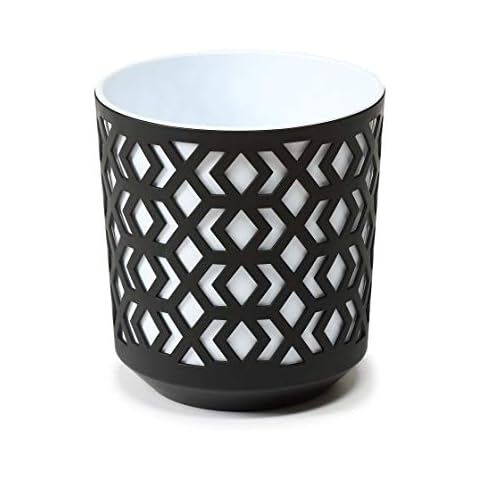 AZTEK Flowerpot Herb Plant Flower pot |Ø 19,5, H:20 cm | Balcony Garden Container Bucket | Flower casing | colourful planters indoor/outdoor pots | Mix! Match! Play! (Black + White) Cover