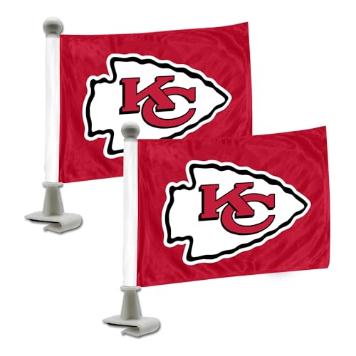 FANMATS 61870 Kansas City Chiefs Ambassador Car Flags - 2 Pack Mini Auto Flags, 4in X 6in, Perfect for Hood or Trunk