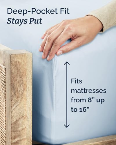 Image of Twin 4 Piece Bed Sheet Set - Comfy, Breathable & Cooling Sheets - Sky Blue | Ultra Soft Hotel Luxury Bedding Set with 8-16 Inch Deep Pockets, 1 Flat & 1 Fitted Sheet & 2 Pillowcases, Wrinkle & Fade Free
