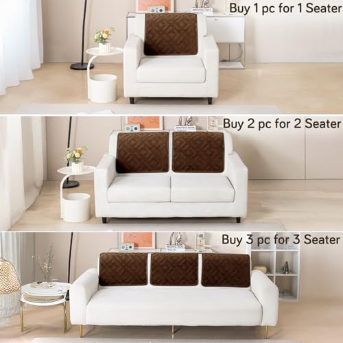 Image of HOKIPO 'Velvet Maze' Premium Sofa Backrest Cover Mat 55x80 cm with Anti-Slip Backing | 1 Pc - Dark Brown (AR-6279-DBR)