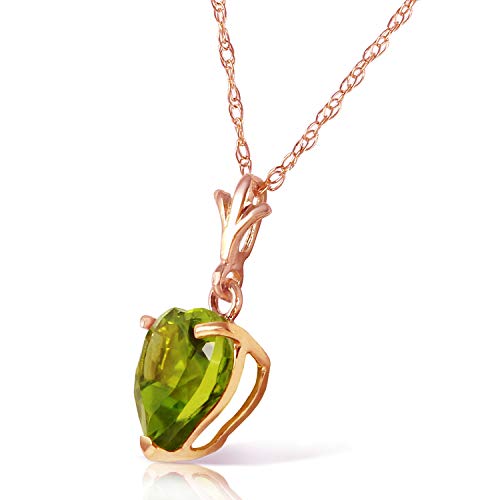Galaxy Gold GG 14k Yellow, White, Rose Gold Heart-shaped Natural Peridot Pendant Necklace3